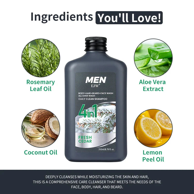 Men's 4-in-1 Body, Hair, Beard & Face Wash – Hydrating