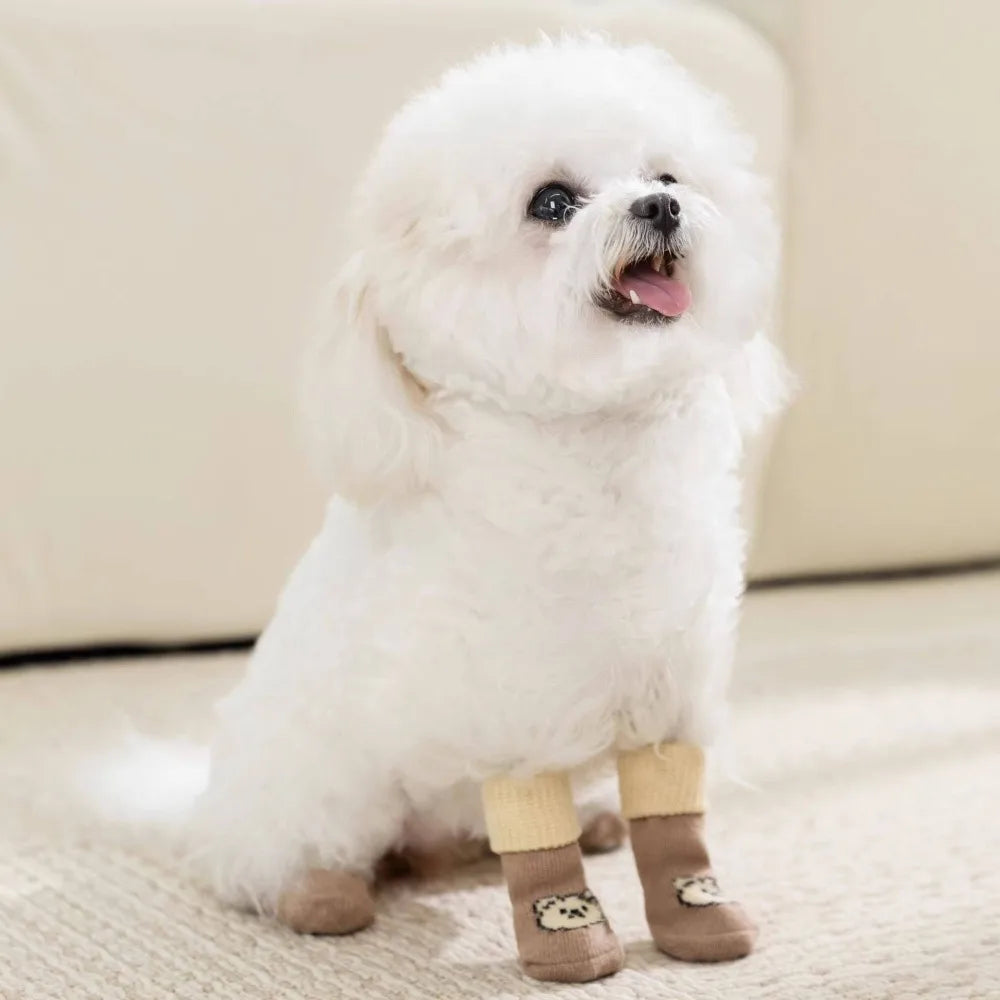 4-Pack Cartoon Anti-Slip Pet Socks for Dogs & Cats | S/M/L
