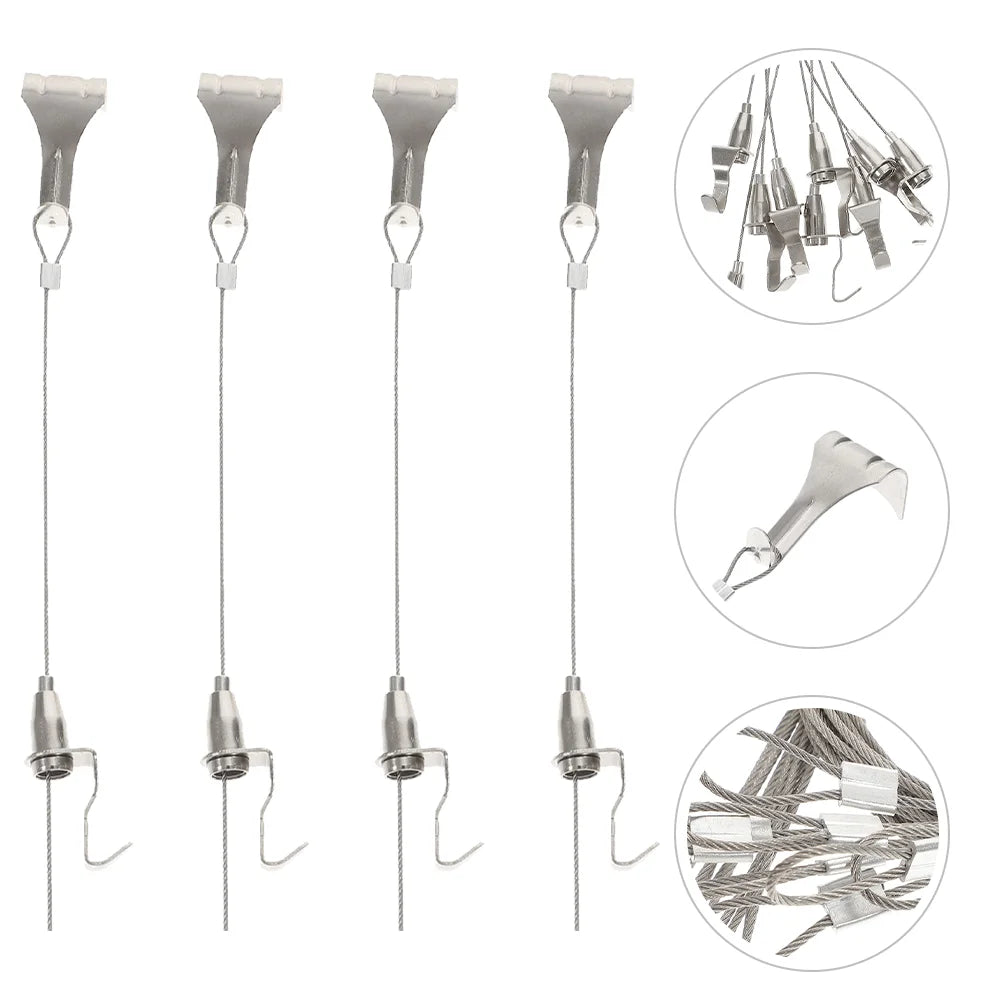 Adjustable Picture Hanging Cord Rope Hooks Steel Wire Track System Heavy Duty Frame Tools Diy Supplies Picture Hangers Hardware Peaceful Pleasures Health and Wellness 104.00X2.90X2.60CM