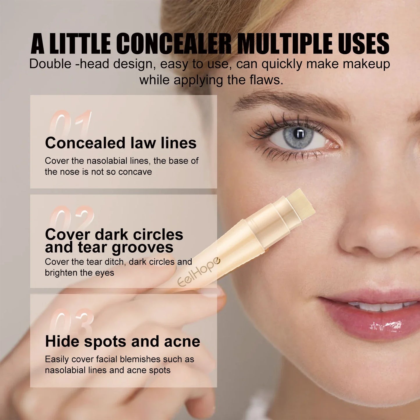 Eelhope Double Head Concealer – Waterproof & Moisturizing