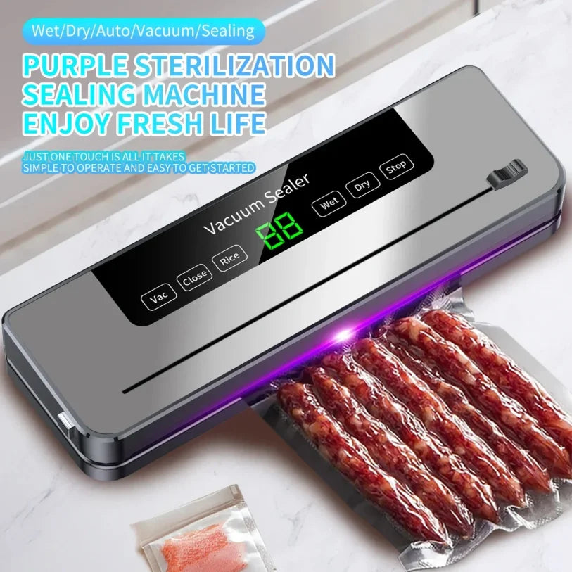 Electric Vacuum Sealer with Built-In Cutter | Dry & Wet Food