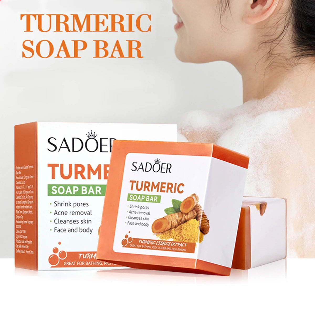 Turmeric Soap Bar - Shrink Pores, Remove Acne, Cleanse Skin, And Smooth Face & Body With Turmeric Essence Extract Peaceful Pleasures Health and Wellness