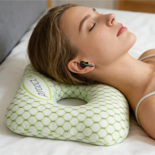 Ear Piercing Pillow for Side Sleepers | Memory Foam Ear Hole Memory Foam Pillow Oasis Select Blue