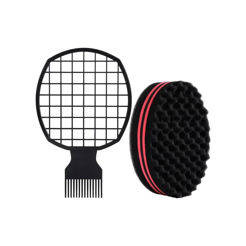 Wave Hair Brush, Pick Comb & Sponge Set – Afro Styling Kit
