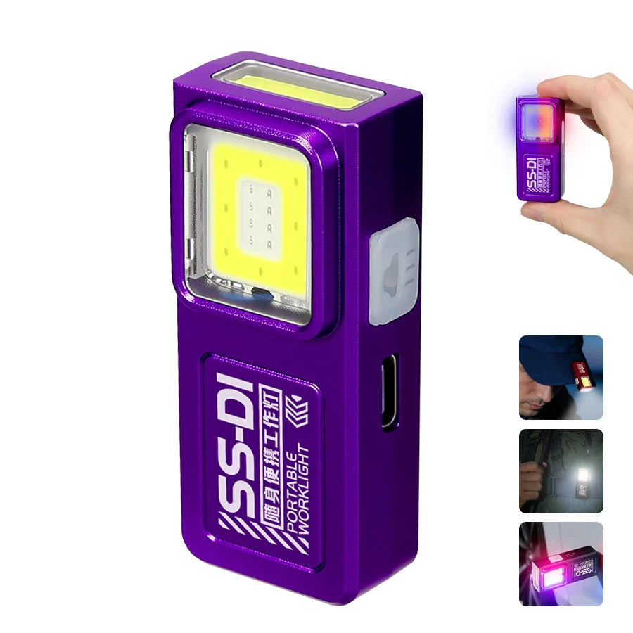 Mini COB LED Keychain Flashlight | USB-C Rechargeable Work Light