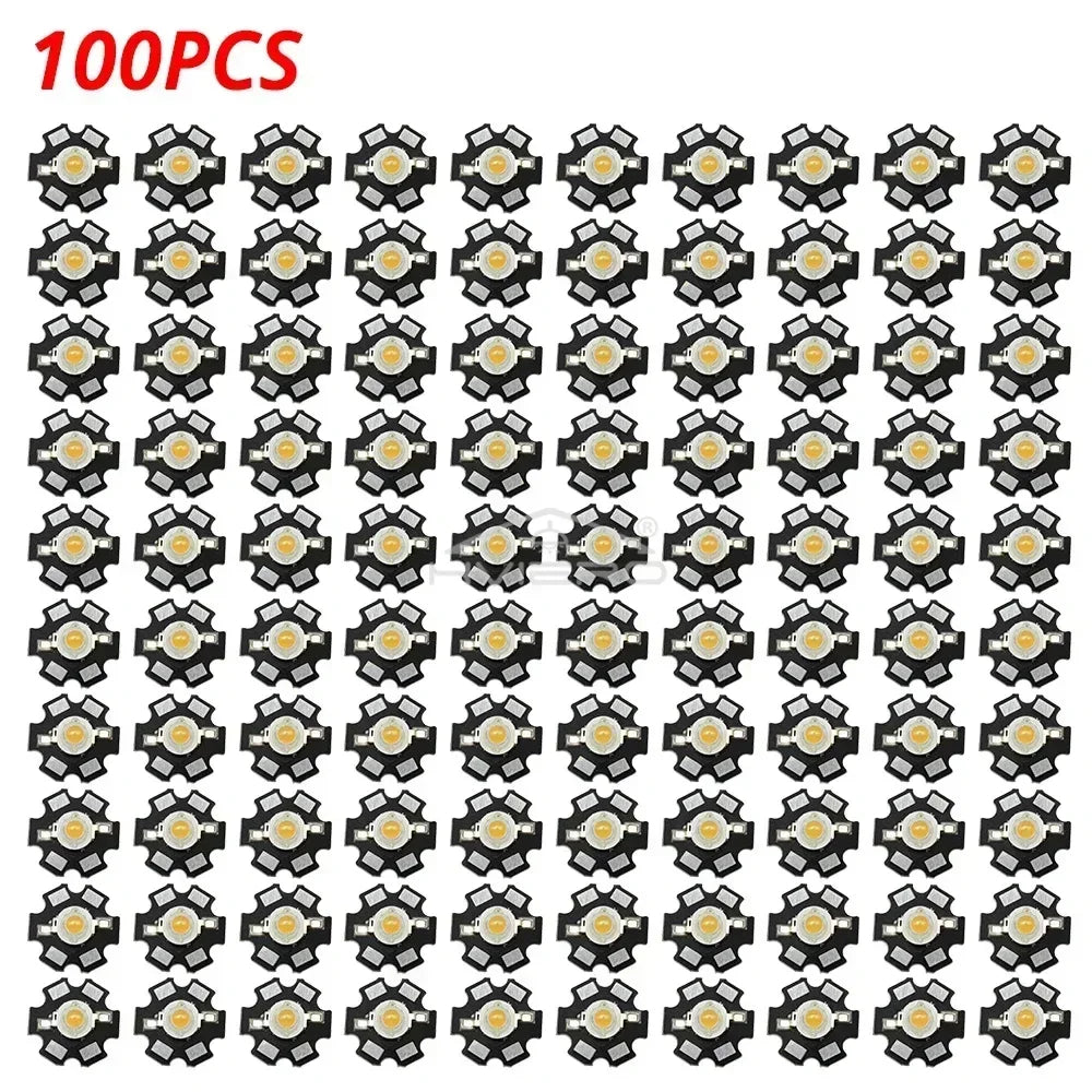 1W High Power LED Chips Warm White 20mm Star PCB | 10/50/100 Pack