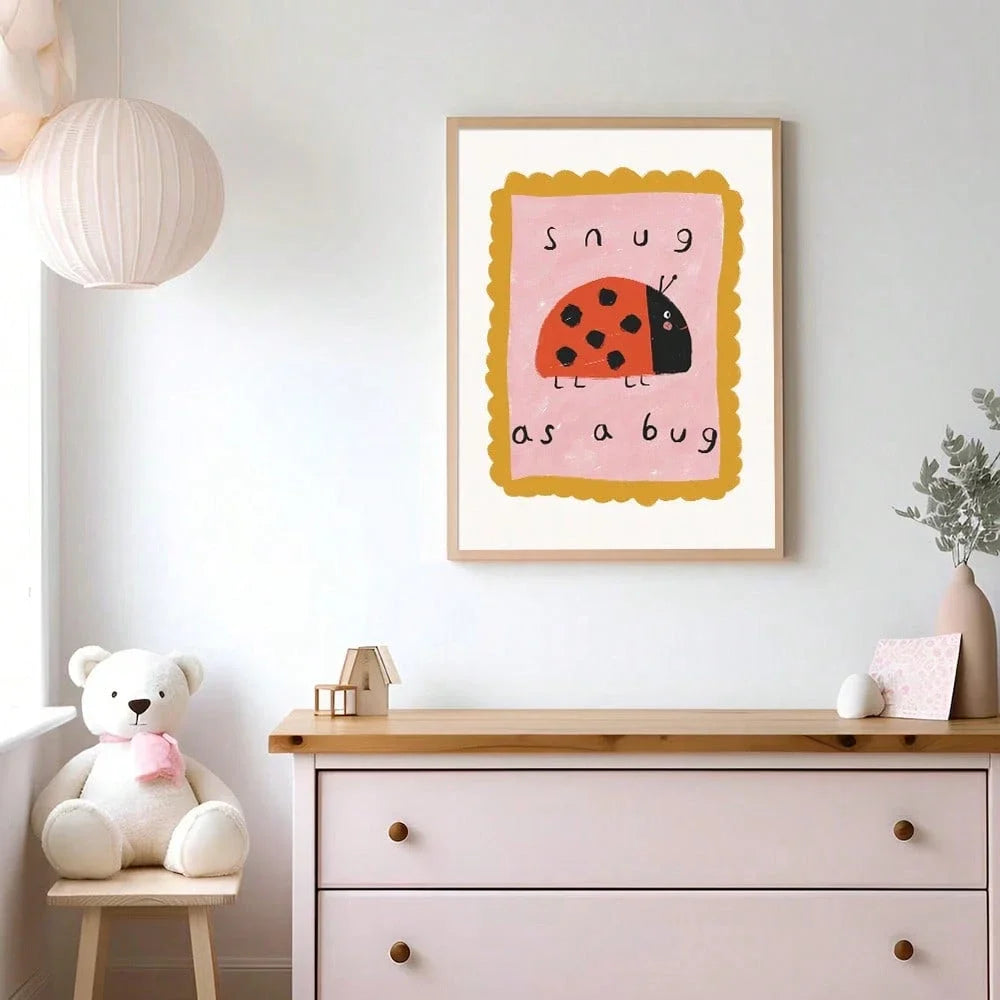 Cute Ladybug Kids Canvas Wall Art | Nursery & Bedroom Decor Kids Canvas Wall Art Peaceful Pleasures Health and Wellness