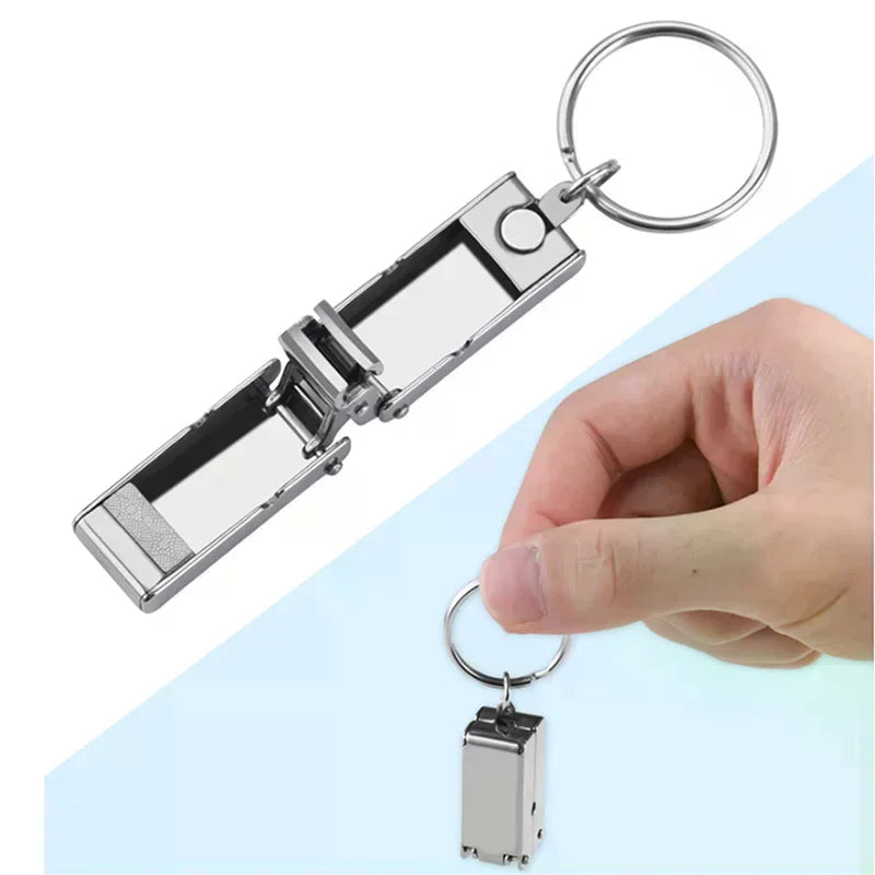 1pc Stainless Steel Mini Folded Nail Clipper With Key Ring Handle Rotary Nail Clipper Nail Accessories And Tools Small Scissors Peaceful Pleasures Health and Wellness