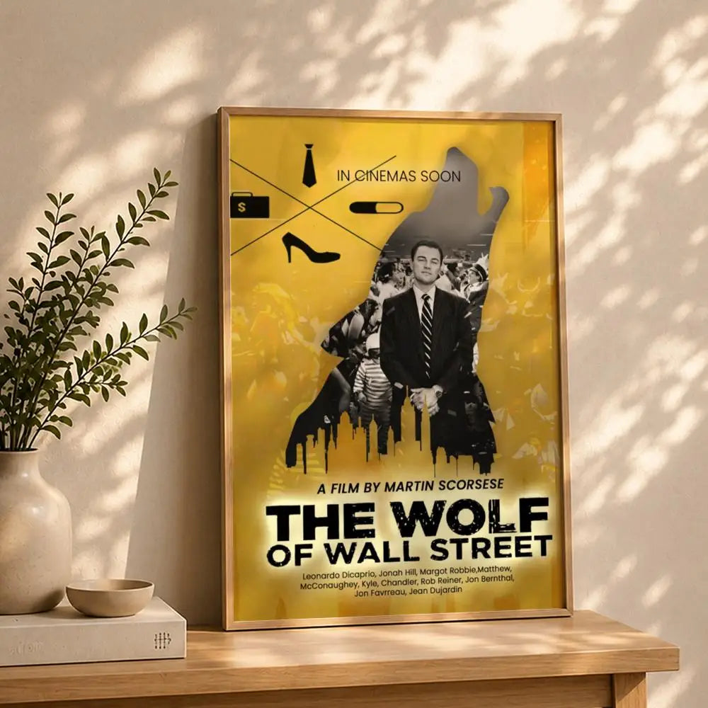 Movie T-The Wolf of Wall StreetS Poster HD Self Adhesive Waterproof Wall Art Ideal for Home Office Dorm Bedroom Great Gift Peaceful Pleasures Health and Wellness White4 15X20cmNoframe