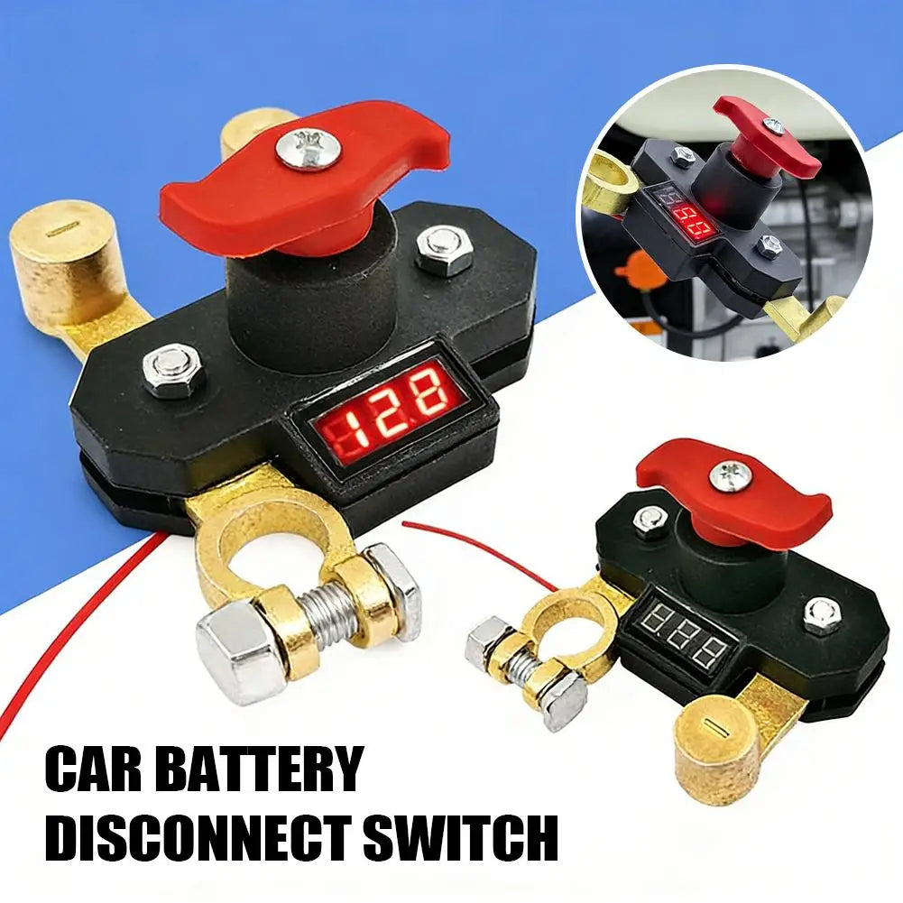 12V-24V Car Battery Disconnect Switch with Digital Voltmeter, 180° Rotatable Power Cut-Off Kill Switch for Car Truck RV Boat ATV Peaceful Pleasures Health and Wellness