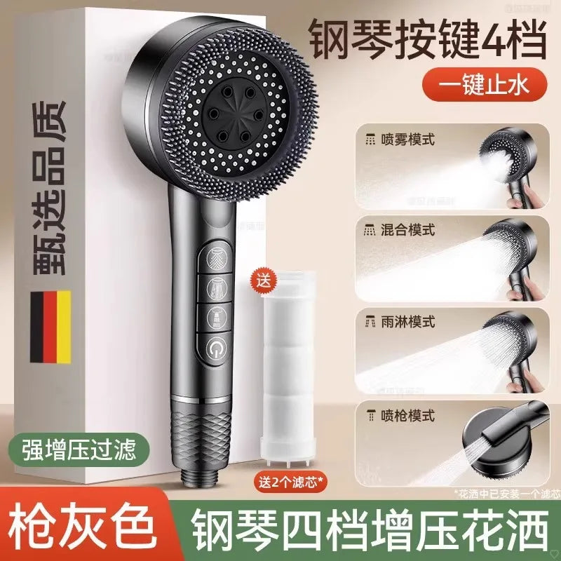 Filtered High-Pressure Handheld Shower Head | 4 Spray Modes