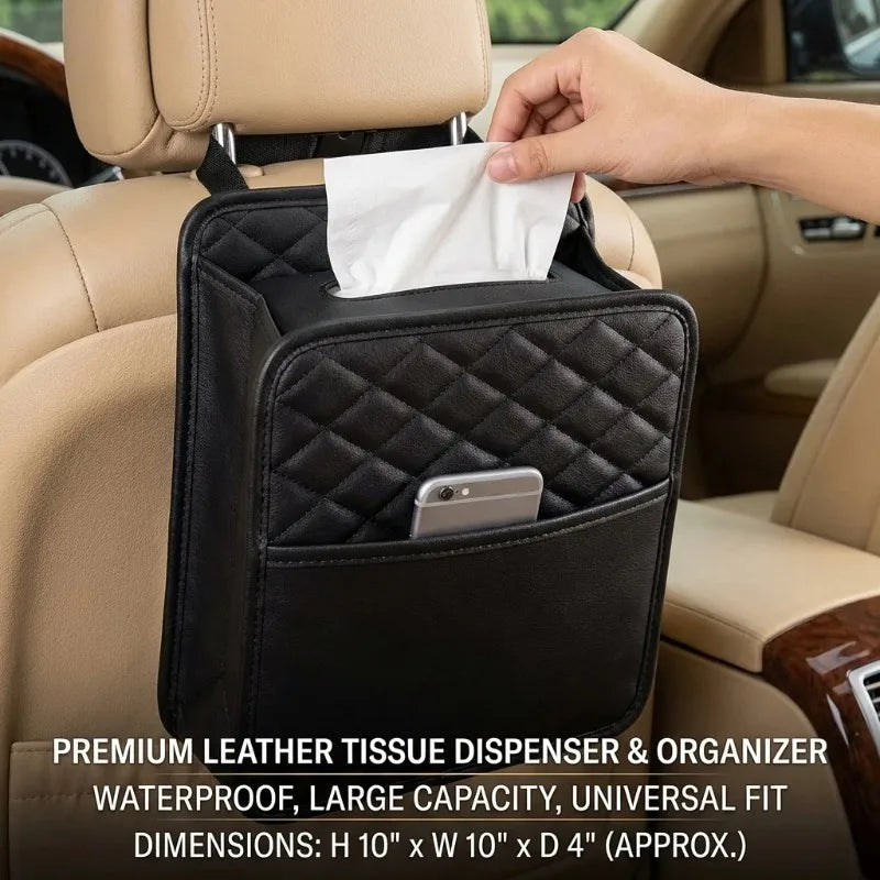 Leather Car Seat Back Organizer | Waterproof Multi-Pocket Bag Car Seat Organizer Peaceful Pleasures Health and Wellness