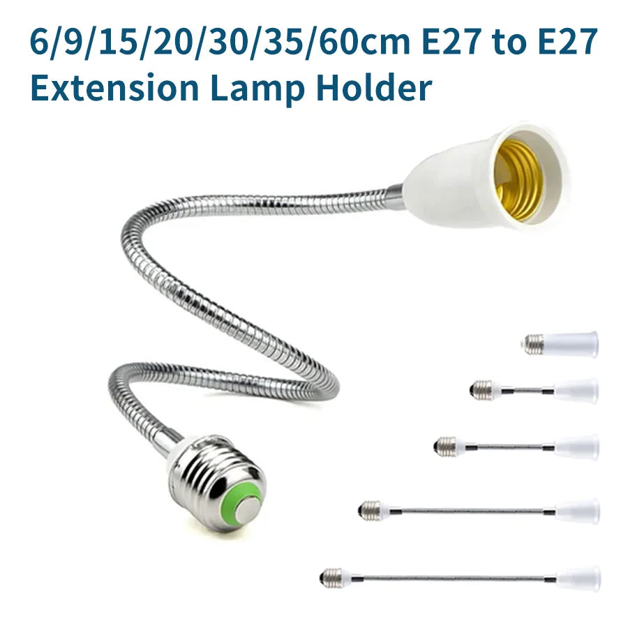 6cm 9cm 15cm 20cm 30cm 60cm Flexible E27 to E27 LED Bulb Extension Lamp Holder Base Socket AC85-265V LED Lamp Holder Converter Peaceful Pleasures Health and Wellness