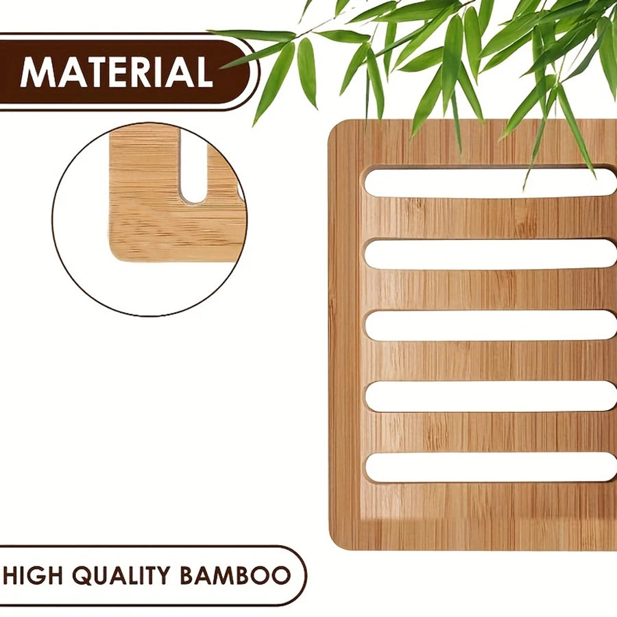 Bamboo Soap Holder for Shower & Kitchen Sink – Eco-Friendly Wooden Tray (1-2 Pcs)