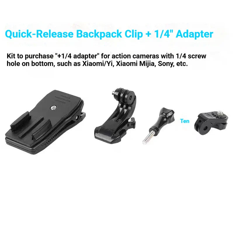 360° Rotating Backpack Strap Mount for GoPro, DJI & Insta360