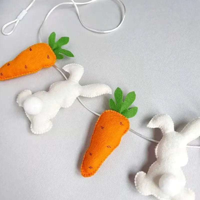 Easter Bunny & Carrot Hanging Banner – Felt Garland Decor