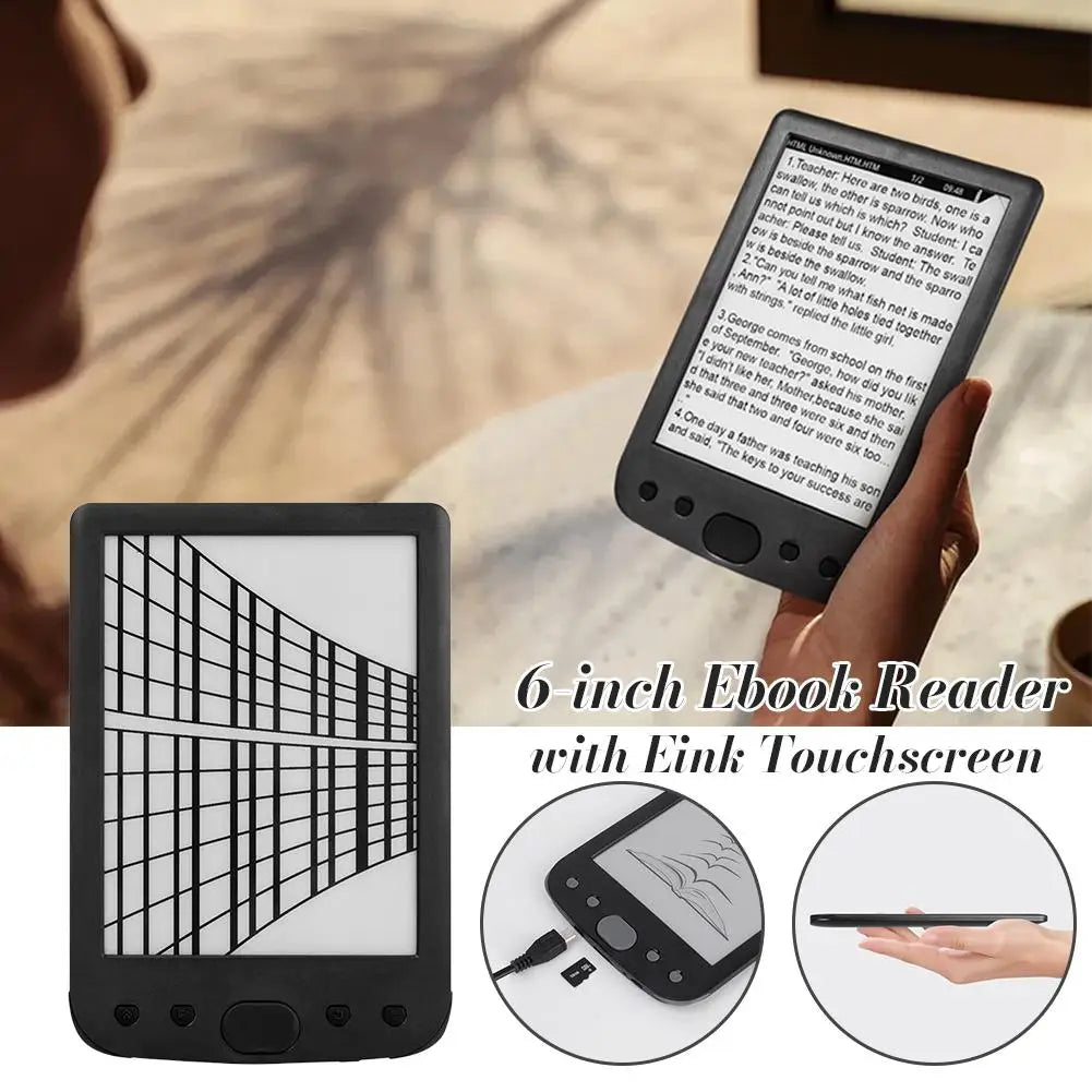 6-Inch E-Ink E-Reader – 8GB + TF Card, Adjustable Front Light