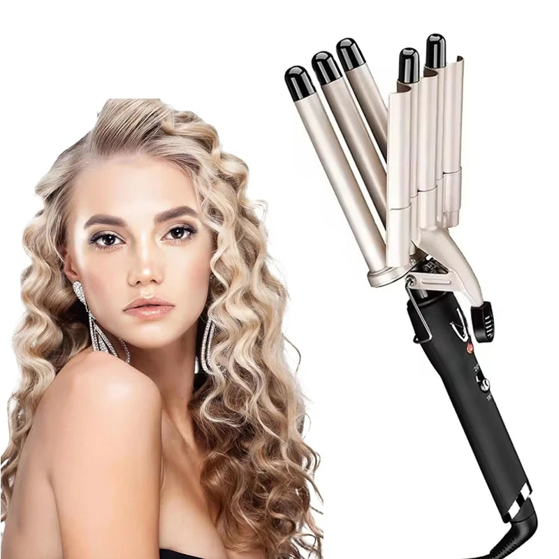 Large Electric Household Ceramic Automatic Hair Curler 5 Tube Water Ripple Egg Roll PTC Heater Temperature Curling Irons Peaceful Pleasures Health and Wellness