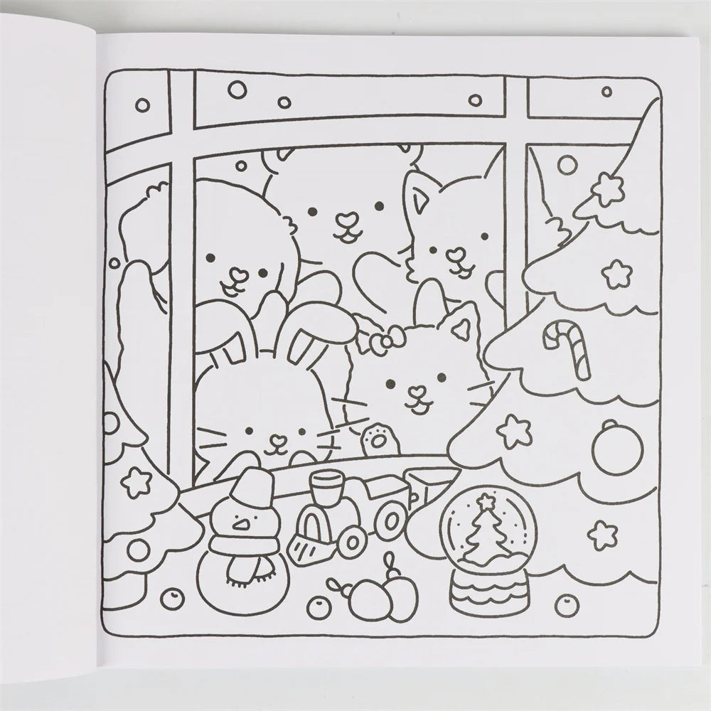 Fuzzy Hygge Christmas Coloring Book Adults Teens 48-Page Festive