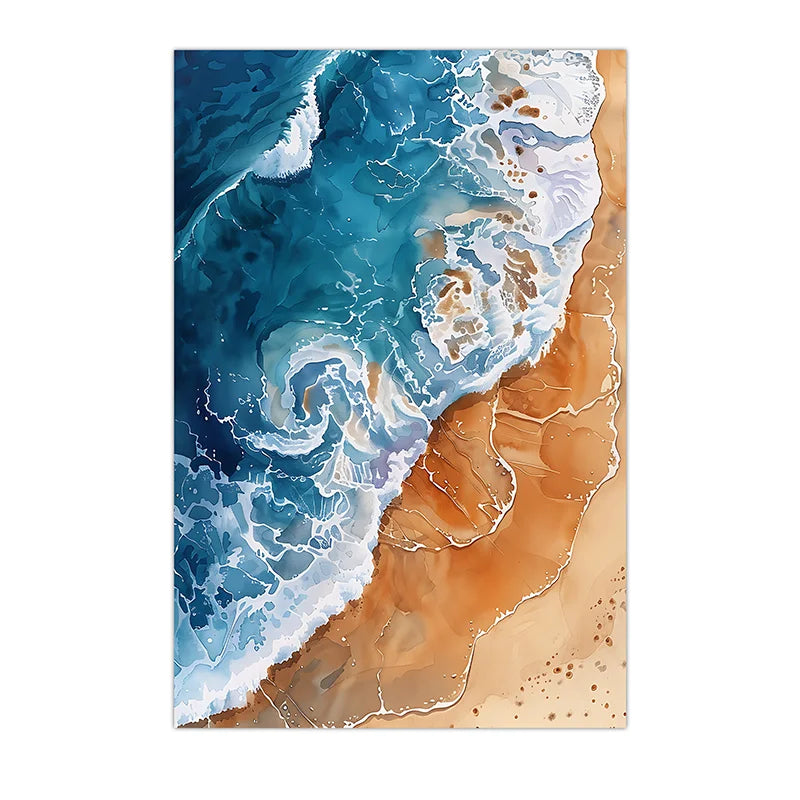 Ocean Coastal Canvas Wall Art | Nordic Beach Poster Print Canvas Wall Art Peaceful Pleasures Health and Wellness 02 40x50cm No Frame China Mainland