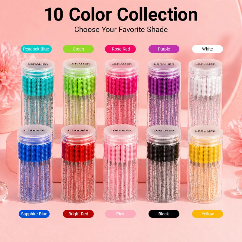 Multiple colors 50/100 pcs Extension Eyelash brush Disposable Eye lashes Make Up Brushes Mascara Wand Applicator Makeup tools Peaceful Pleasures Health and Wellness