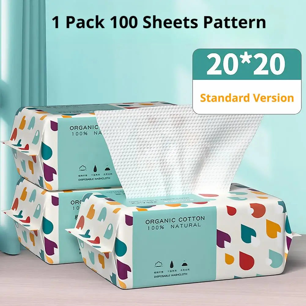 Soft Cotton Disposable Face Towels for Skincare (100 ct) Skincare Peaceful Pleasures Health and Wellness