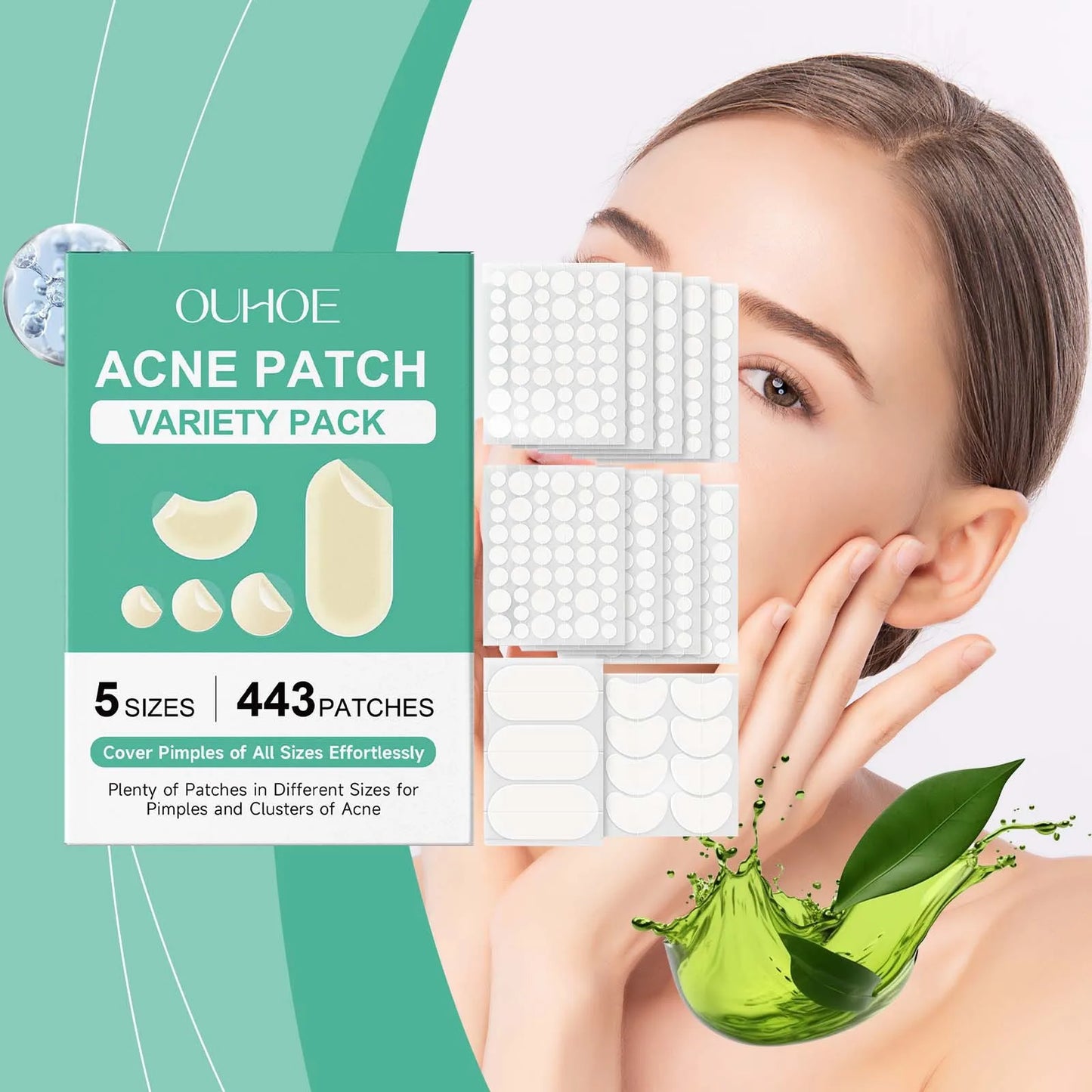 Ouhoe Acne Pimple Patches 443pc – Invisible Waterproof Blemish