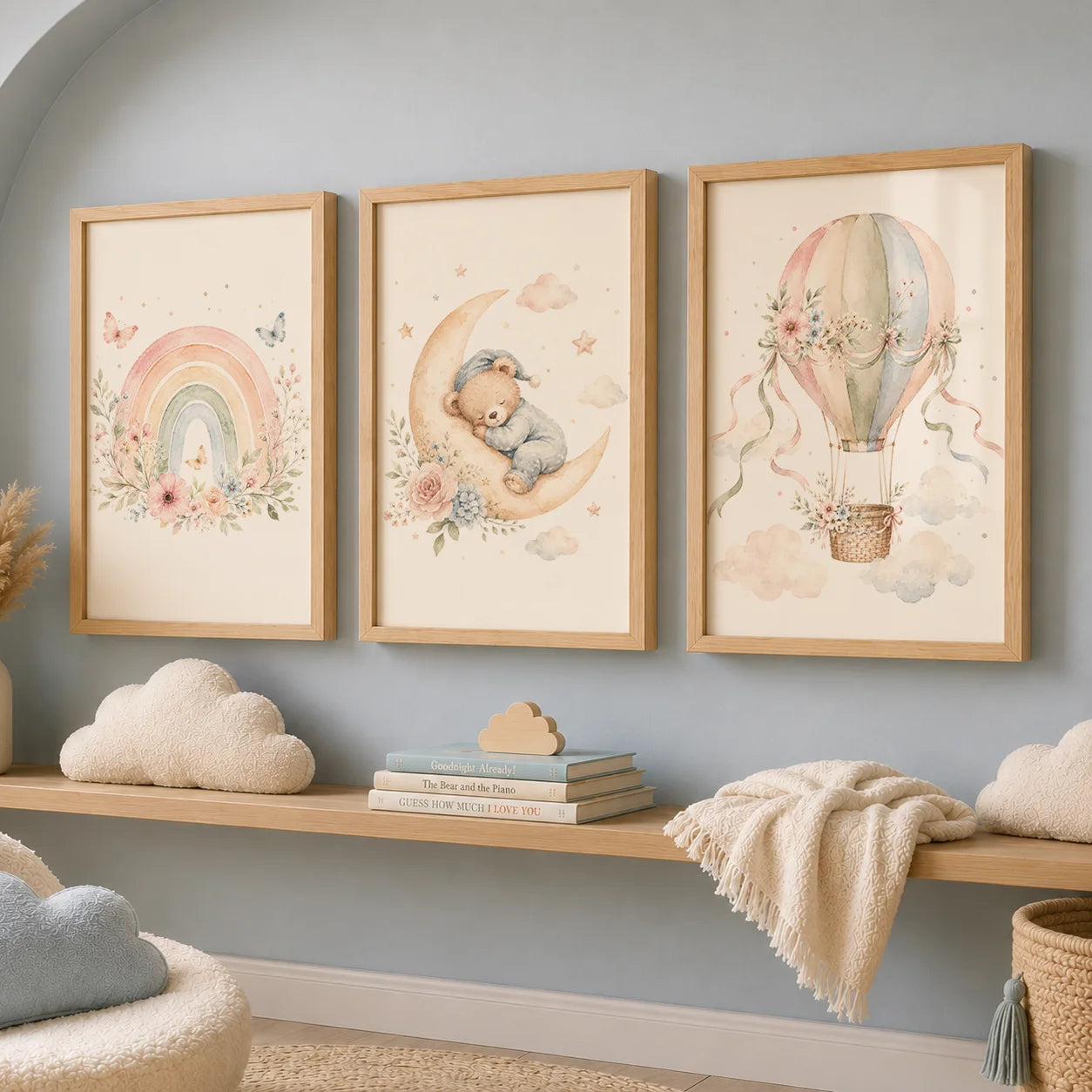 Nursery Animal Wall Art Cute Safari Canvas Painting Floral Poster Print Kids Bedroom Wall Decor Peaceful Pleasures Health and Wellness