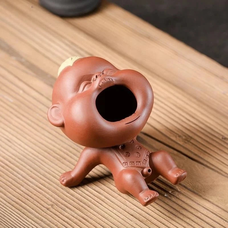 Creative Purple Clay Urine Children's Tea Pet Home Care Tea Stand Decoration Fun Urine Doll Tea Play Kung Fu Tea Set Accessories Peaceful Pleasures Health and Wellness Brown 1 12X8.5cm