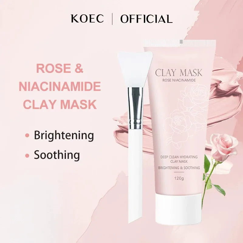 Turmeric VC/Niacamide/Clay Cleansing Mud Mask with Brush, Brightening and Blackhead-Removing Applicable Mask, nourishing the ski Peaceful Pleasures Health and Wellness Rose