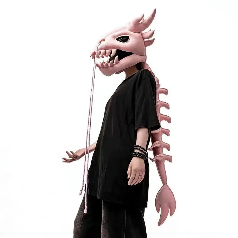 Dinosaur Skeleton Plush Headgear & Tail Cosplay Costume Prop