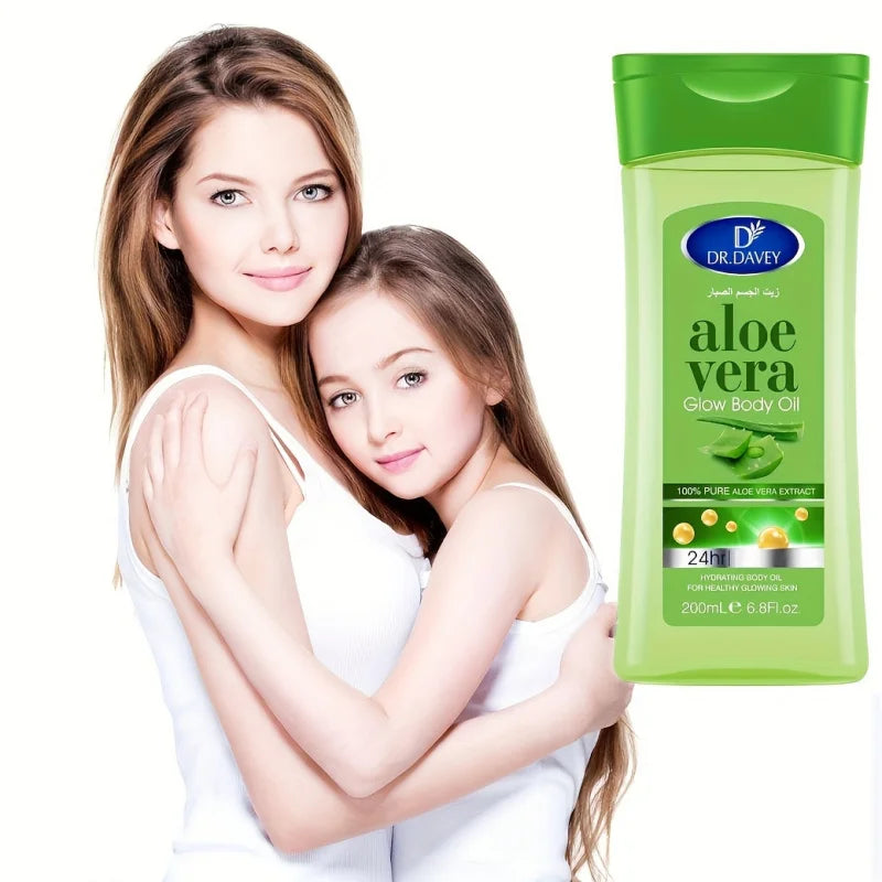 DR.DAVEY ALOE VERA BODY OIL SPA Body Massage Essential Oil with Aloe Vera Shine Nourishing Oil Suitable for All Skin Type Peaceful Pleasures Health and Wellness