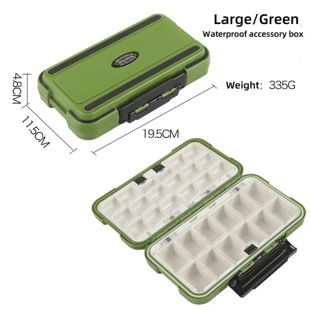 Waterproof Fishing Tackle Organizer Box | Lures Hooks Beads Fishing Tackle Box Peaceful Pleasures Health and Wellness Green-L