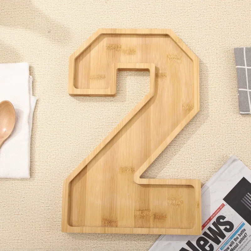 Wooden Digital Tray Home Party Birthday Decoration Dessert Plate
