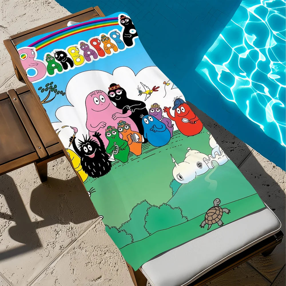 Barbapapa Cartoon Quick-Dry Beach Towel | Soft Pool Travel Towel
