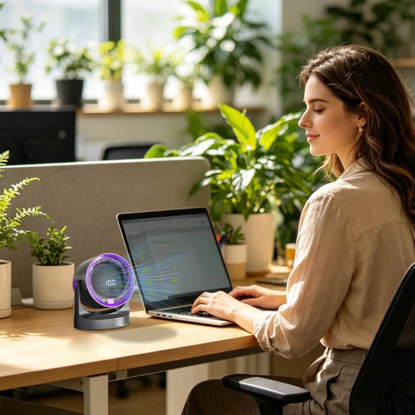 Small Desk Fan 100-Speed Digital Display Tabletop Ventilador Portable Desktop Fan For Home Apartment Dormitory Office Travel Peaceful Pleasures Health and Wellness