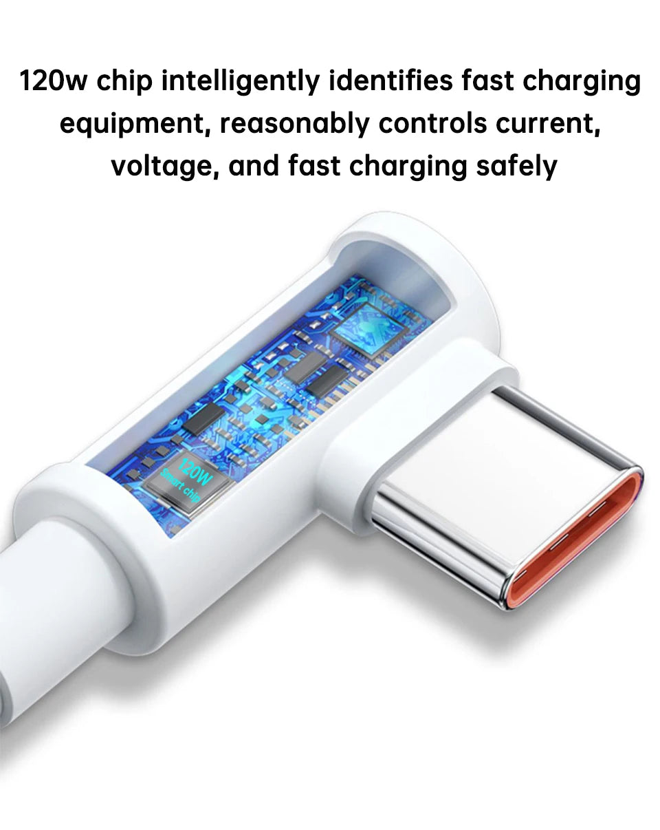 120W USB-C Fast Charging Cable 90° Right Angle Gaming Cord Peaceful Pleasures Health and Wellness