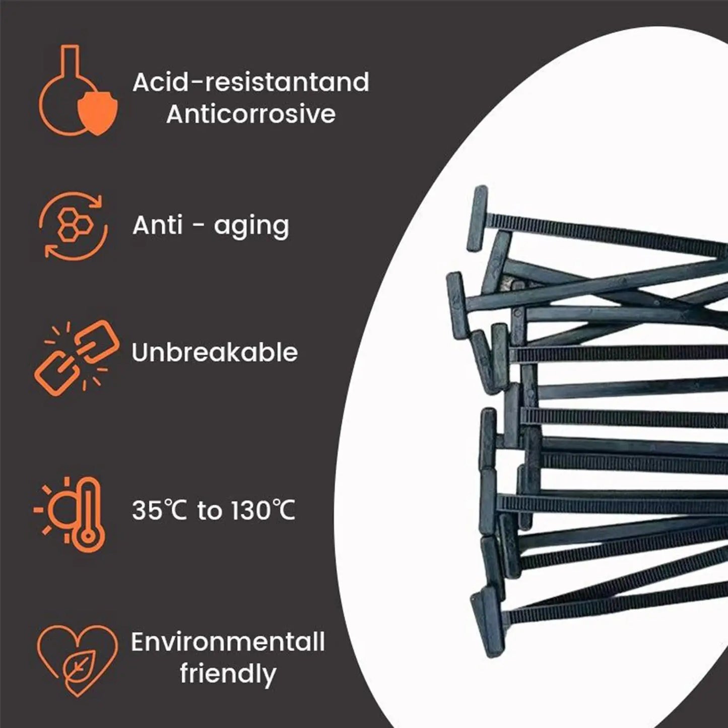100-Pack UV-Resistant Nylon Cable Tie Buckles | Zip Tie Holders