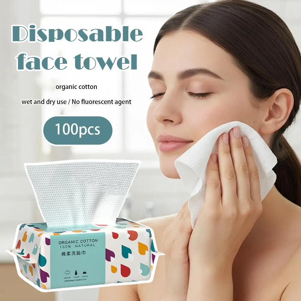 Soft Cotton Disposable Face Towels for Skincare (100 ct) Skincare Peaceful Pleasures Health and Wellness