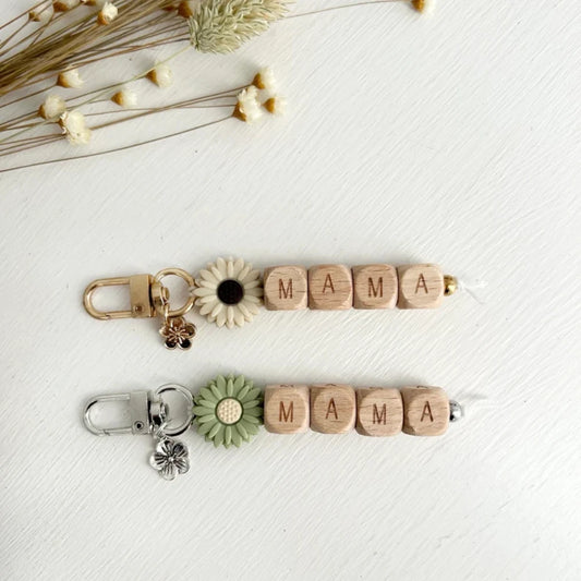 2-Pack Mama Wooden Keychains | Mother's Day & Baby Shower Gift Wooden Keychain Set Peaceful Pleasures Health and Wellness MAMA 2pcs