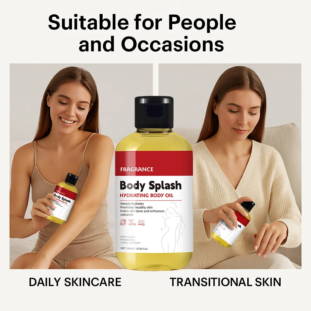 Body Splash Hydrating Body Oil,Fruity Creamy Berry Scent with Vanilla Sugar & Citrus Notes, Lightweight Hydrating Body Oil Peaceful Pleasures Health and Wellness