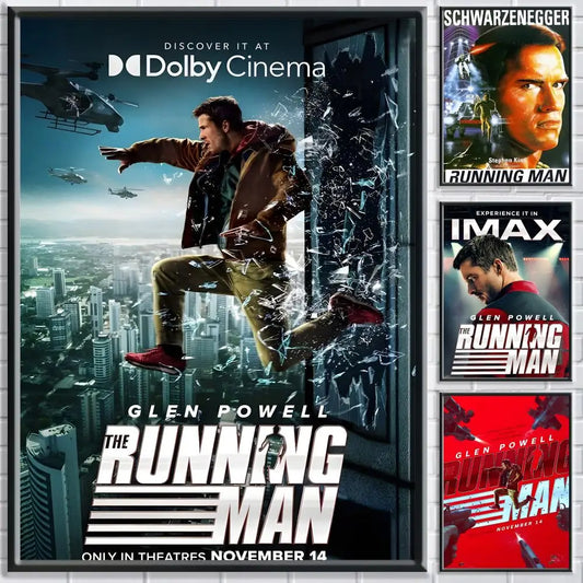 Movie T-The Running Man Poster HD Self Adhesive Waterproof Wall Art Ideal for Home Office Dorm Bedroom Great Gift Peaceful Pleasures Health and Wellness