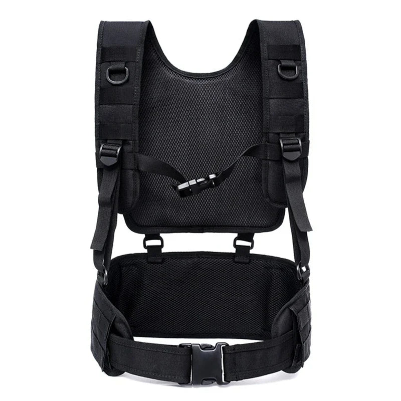 Molle Chest Rig Airsoft Waist Belt Tactical Vest Detachable Duty Belt Army Paintball Equipment Outdoor Hunting Vest Peaceful Pleasures Health and Wellness Black