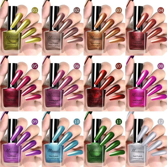 Chrome Mirror Nail Polish – 12 Metallic Shades, No UV Lamp Metallic Nail Polish Peaceful Pleasures Health and Wellness