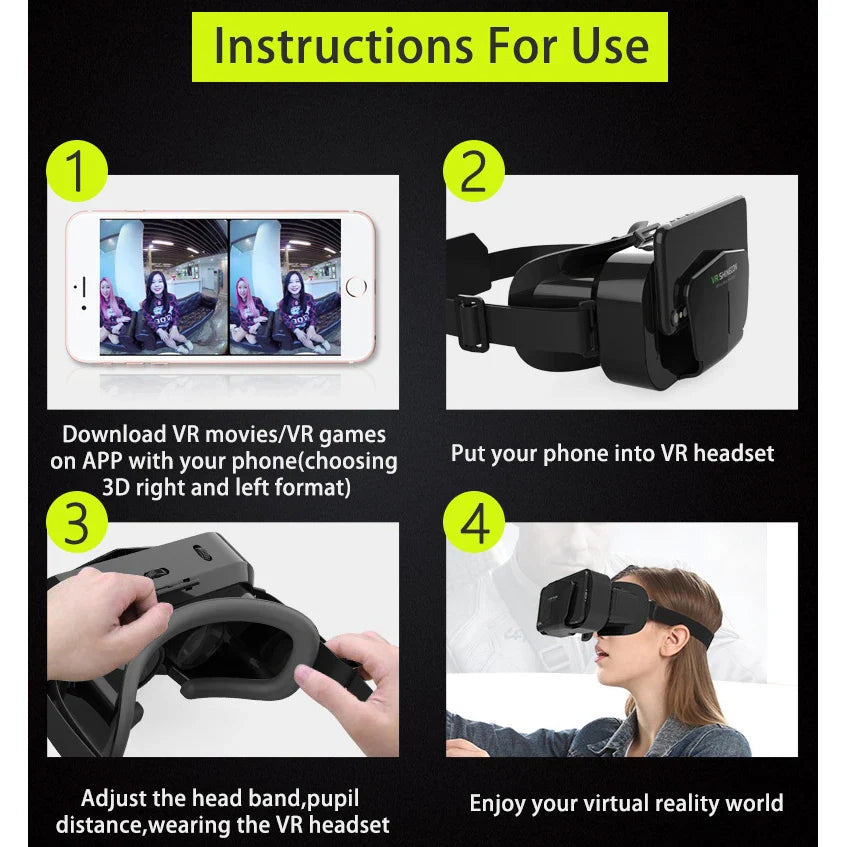 VR Headset Goggles for 4.7–7" Smartphones | 3D VR Glasses
