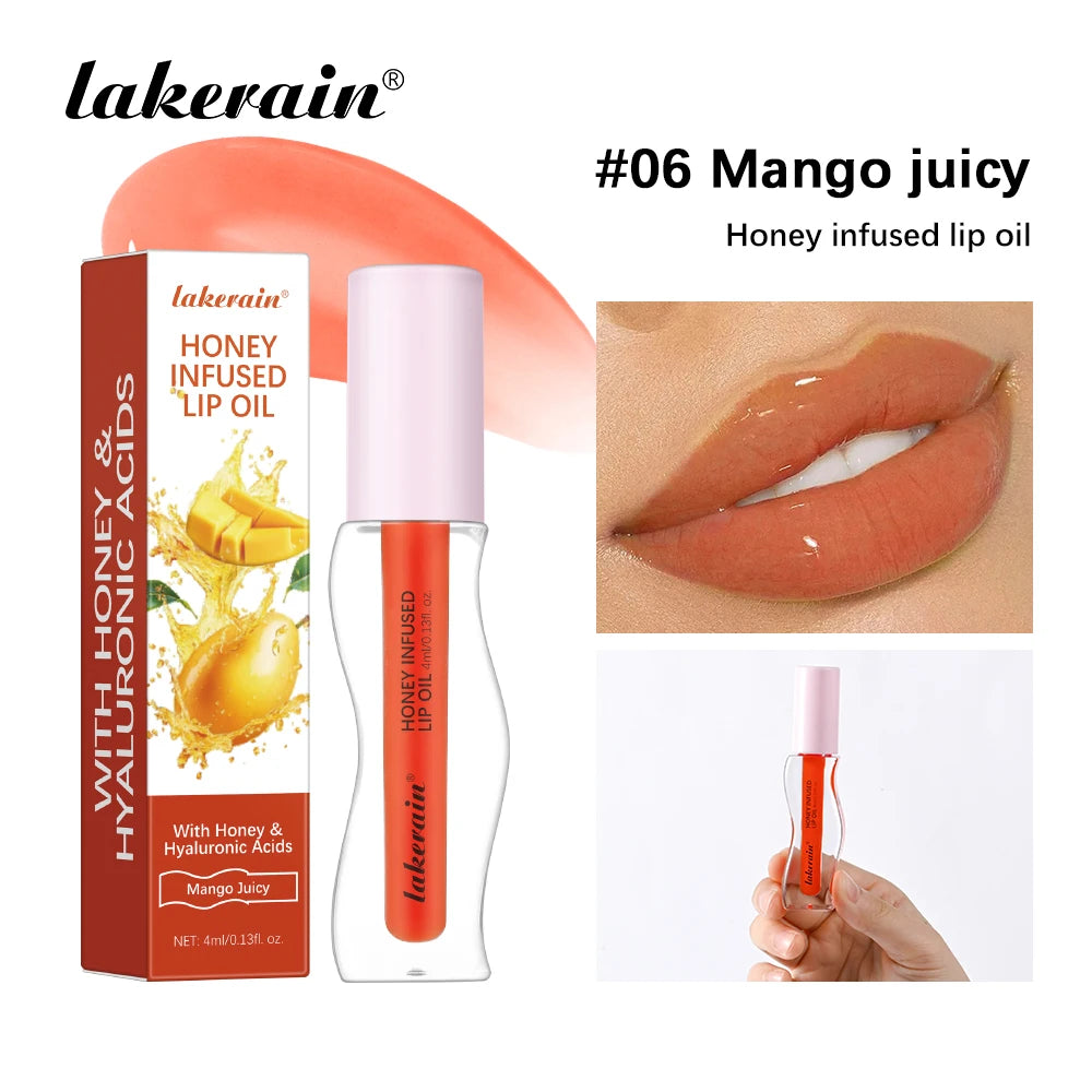 Crystal Fruit Honey Essence Lip Oil Sexy Plump Lip Jelly Strawberry Tinted Lip Liquid Waterproof Moisturize Oil Lipgloss Makeup Peaceful Pleasures Health and Wellness 06 MANGO JUICY