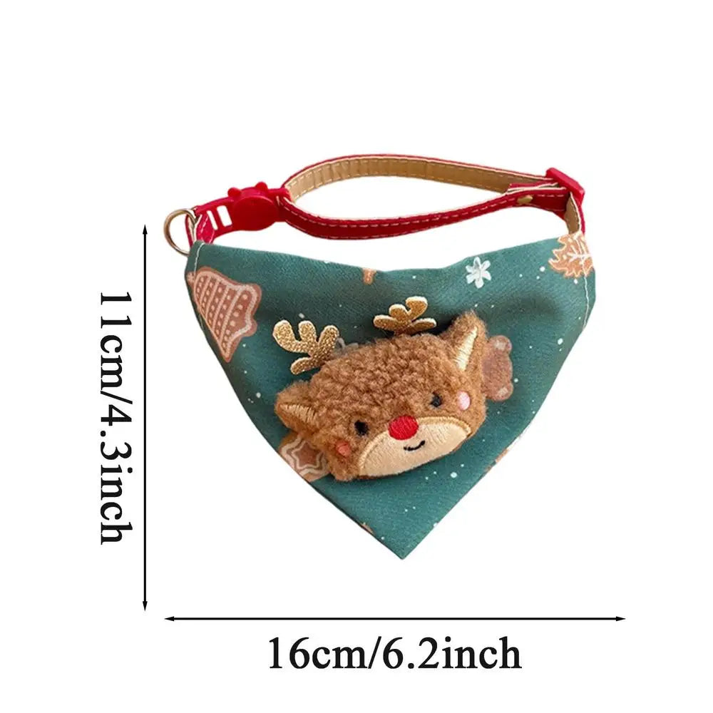 Christmas Bandana For Cat Adjustable Elastic Holiday Pet Costume Christmas Kitten Bandana For Family Gathering Photoshoot Party Peaceful Pleasures Health and Wellness Elk triangle scarf China Mainland