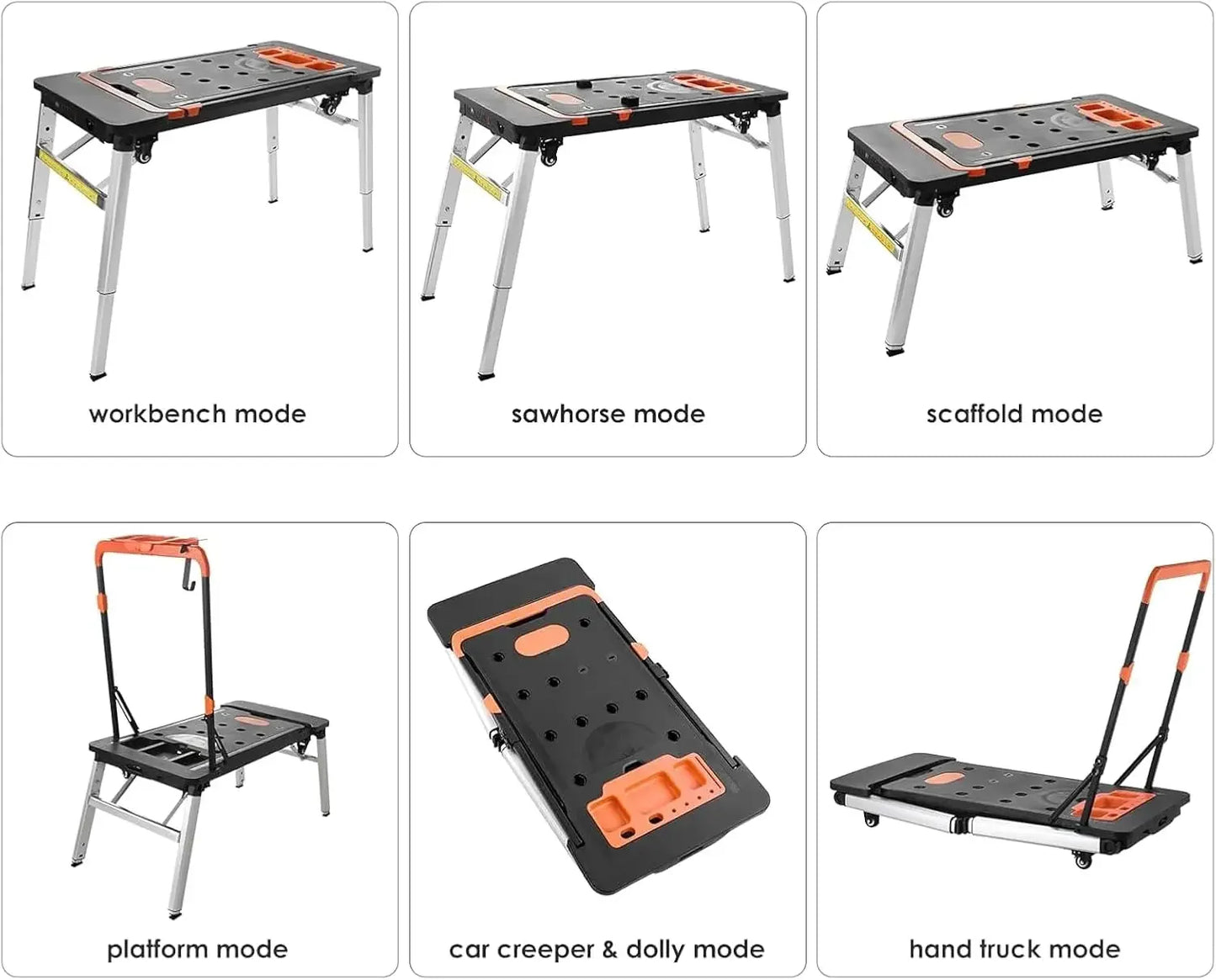 Multifunctional Folding Work Table Portable Trolley Folding Cart With Wheels Workshop Tool Outing Handcart Multifunctional Fold Peaceful Pleasures Health and Wellness 51cm-99cm