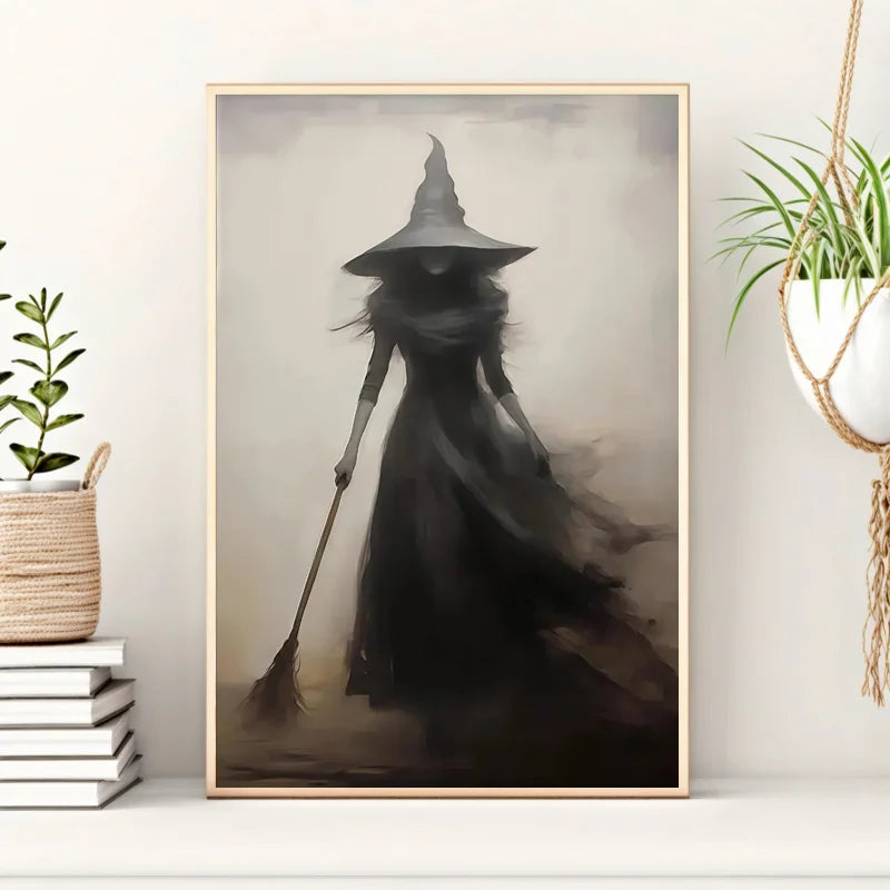 Retro Witch Halloween Canvas Wall Art Print – Witchcraft Decor Canvas Wall Art Peaceful Pleasures Health and Wellness