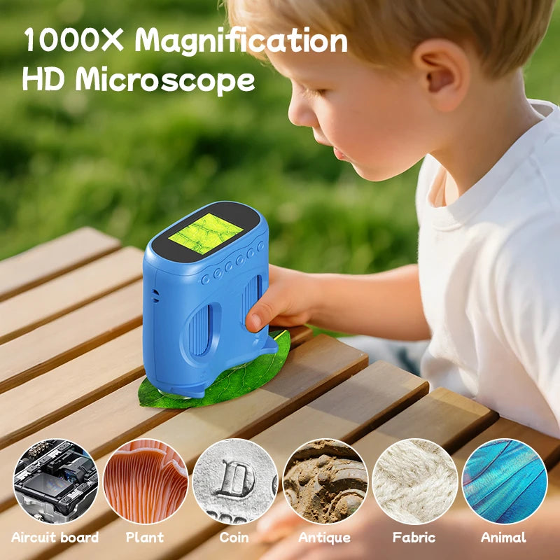 Microscope and Telescope 2 in 1Children's optical educational toys 2MP HD Camera Microscope 1000x magnification Christmas Gifts Peaceful Pleasures Health and Wellness